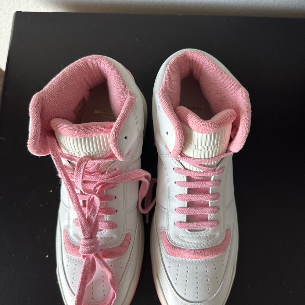 Yves Saint Laurent White and Pink Sneakers